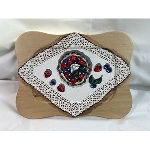 VTG Wooden‎ Snack/Candy/Bread Tray Plate 12” Pamela Vale Handprinted Signed Rare